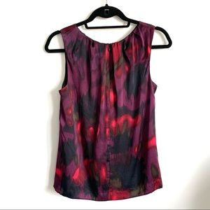 Theory SILK multicoloured Red, Purple and Black Sleeveless Blouse Small